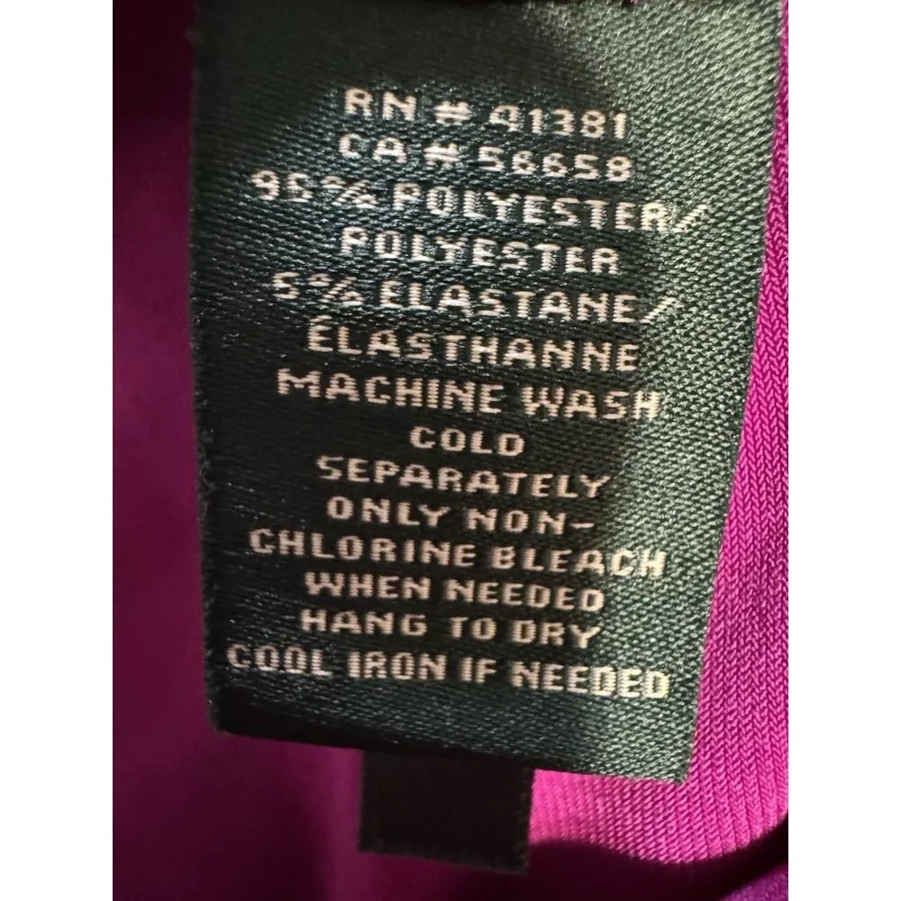 Ralph Lauren Dress 12 Magenta Purple Pink Stretch Sleeveless V Neck Washable